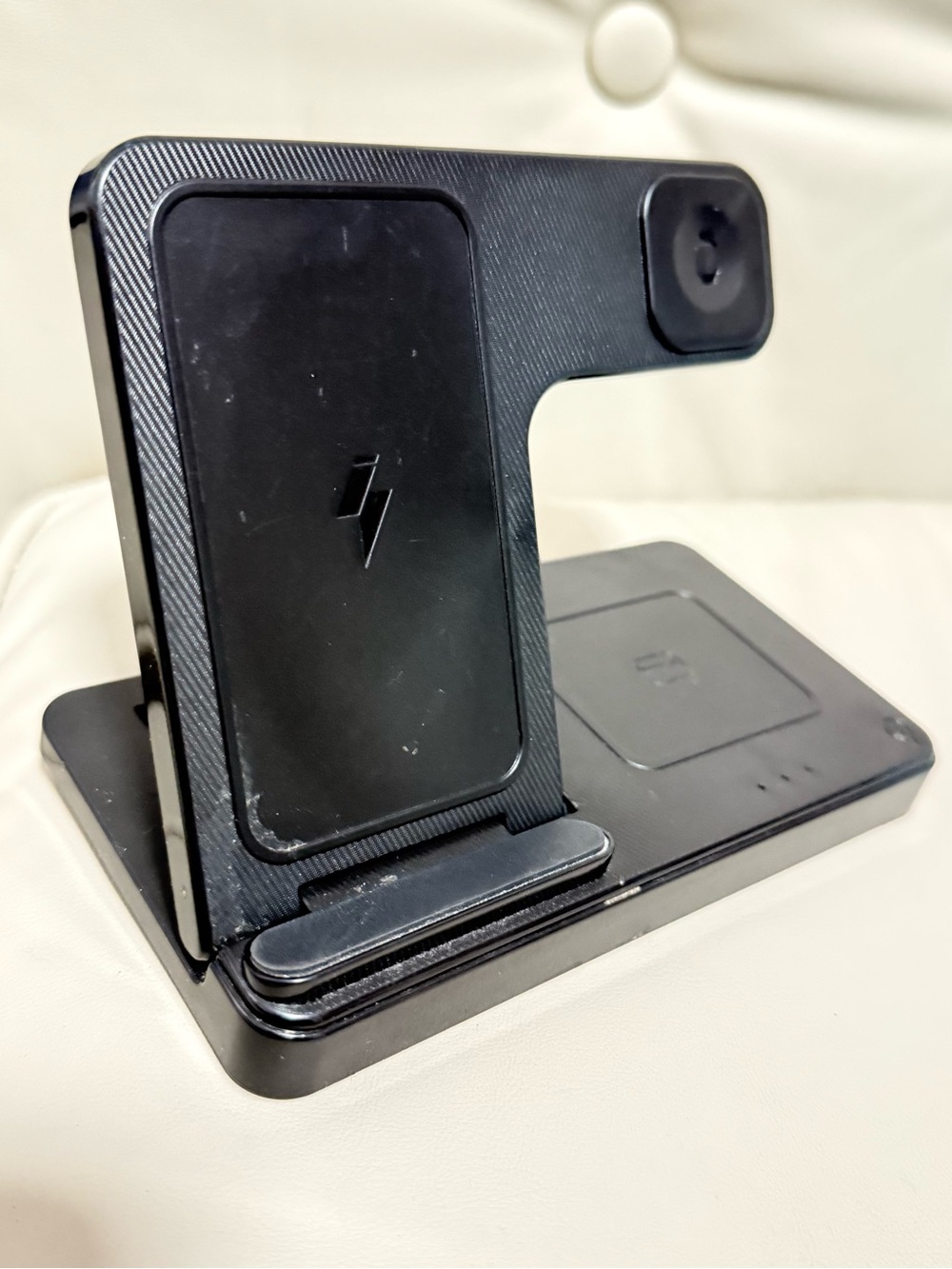 Travel 3-in-1 Black Wireless Charging Stand - Folds Flat